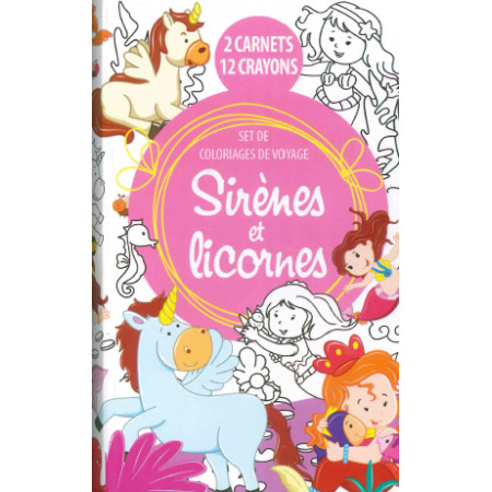 Set de coloriages de voyage à colorier Sirènes et licornes