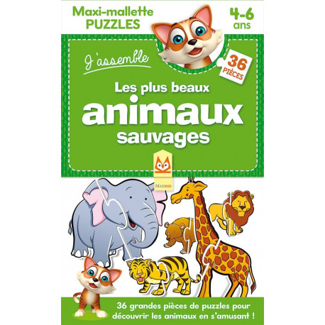 Maxi-mallette puzzles J'assemble les les plus beaux animaux sauvages