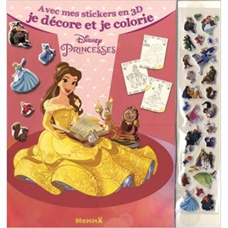 Disney Princesses avec mes stickers en 3D je décore et je colorie