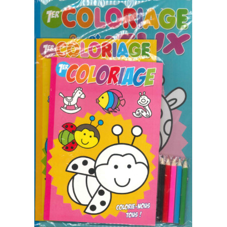 Pack pochette coloriages (4 livres + crayons de couleurs) coccinelle