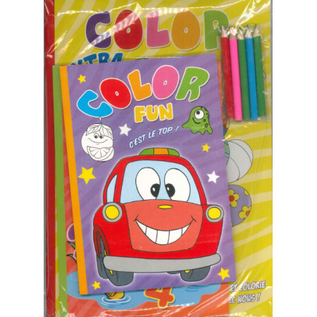 Pack pochette coloriages (4 livres + crayons de couleurs) voiture