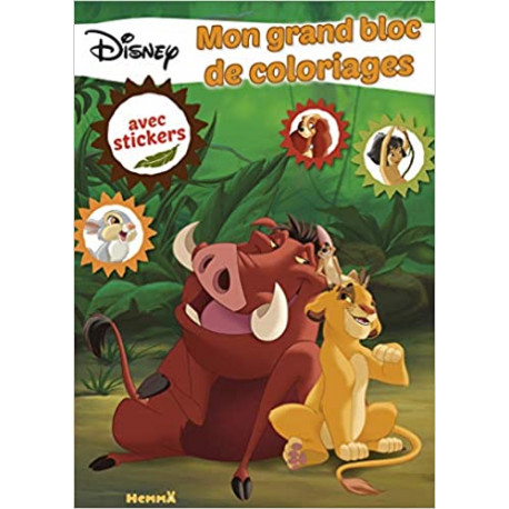 Disney - Mon grand bloc de coloriage avec stickers, , JEUNESSE - Maxilivres