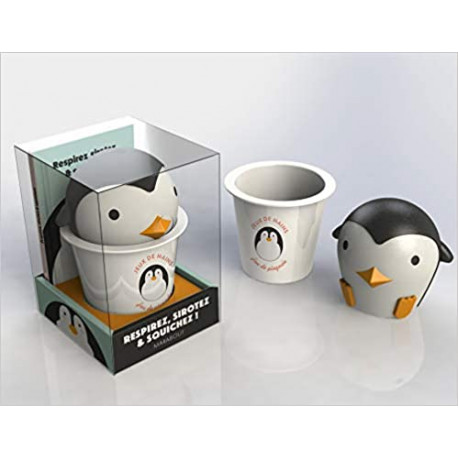 Coffret Jeux de mains - Le livre Respirez, sirotez & squishez ! avec 1 mug et 1 squichy Pingouin