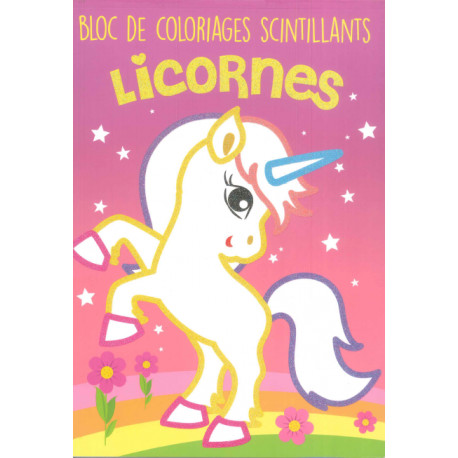 Bloc de coloriages scintillants Licornes