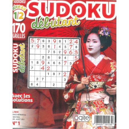 Recueil Sudoku débutant niveau 1/2 (98 pages avec les solutions)