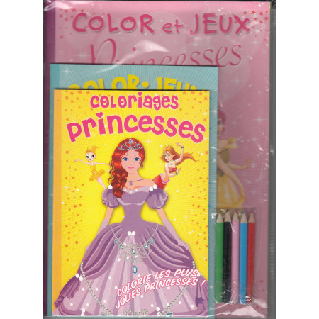 Pack pochette coloriages (4 livres + crayons de couleurs) princesse