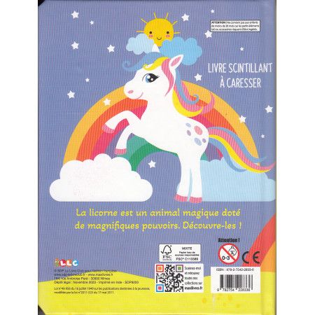 Licornes magiques - Livre scintillant à caresser - 9782754228336