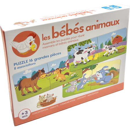 Boîte de jeux Les bébés animaux Puzzles + 3 ans