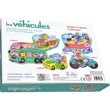 Boîte de jeux  Les Véhicules  5 puzzles + 3 ans - 9782754223355