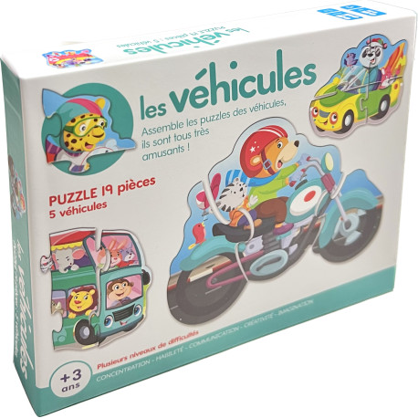 Boîte de jeux Les Véhicules 5 puzzles + 3 ans
