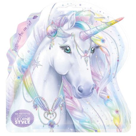 Ma pochette créative Licorne arc-en-ciel - Avec 1 bâtonnet licorne