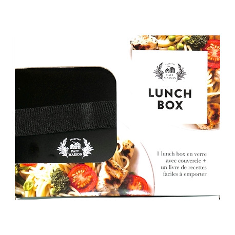 Lunch box - 1 lunch box en verre avec couvercle + un livre de recettes faciles à emporter : coffret
