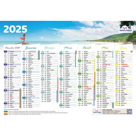 Calendrier 2025 îles (rigide, double face)