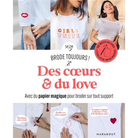 Des coeurs & du love - avec du papier magique pour broder sur tout support