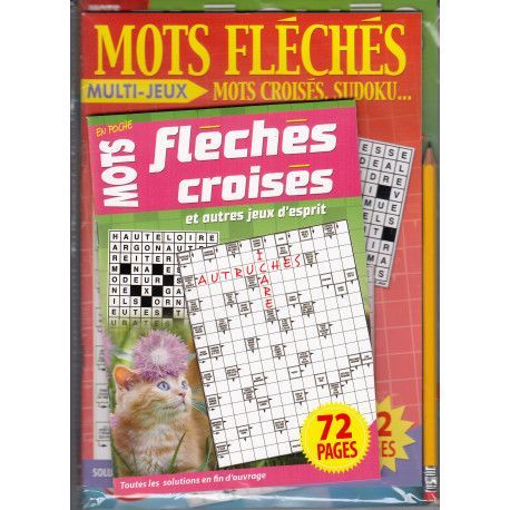 Pack Pochettes mots croisés fléchés  ( 3 livres + 1 crayon)