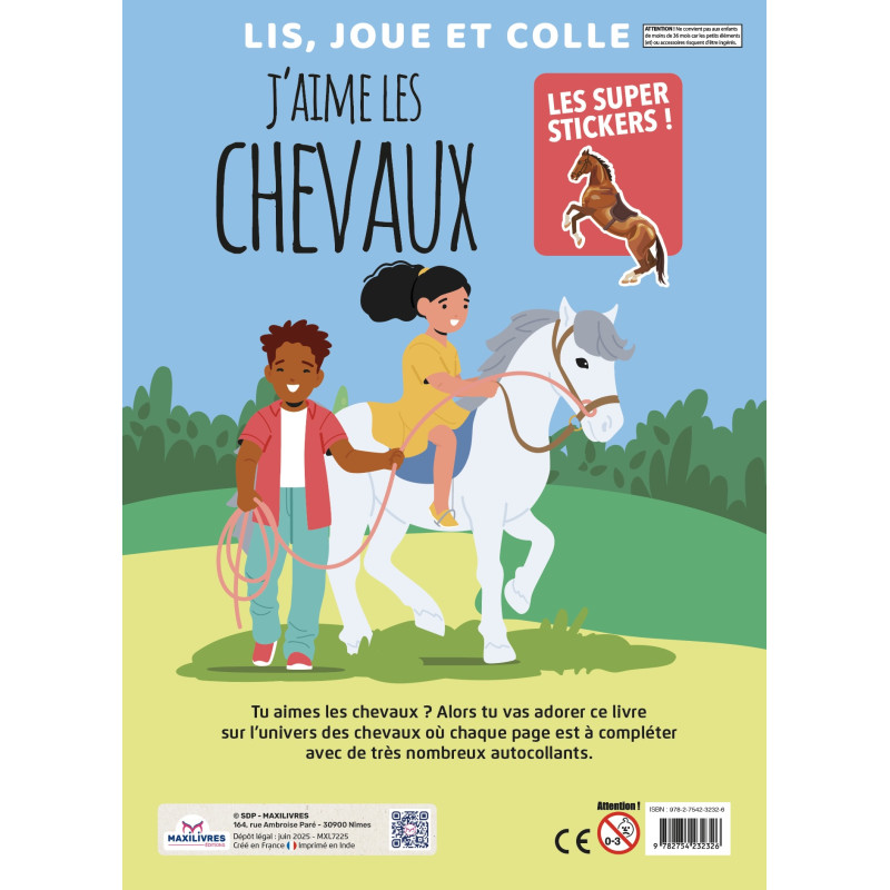 Lis, Joue et Colle - J'aime les chevaux - 9782754232326