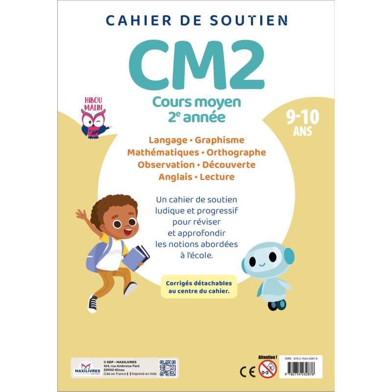 Cahier de soutien - Cours Moyen 2° année - CM2 - 9782754232876