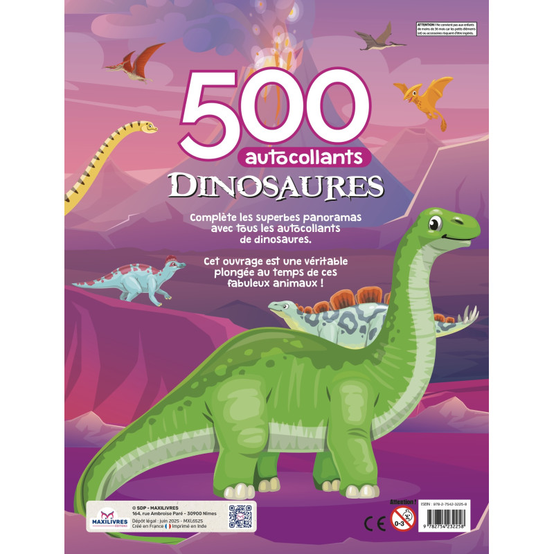 500 Autocollants - DINOSAURES - 9782754232258