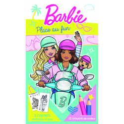 Barbie - place au fun - 2 carnets + 12 crayons de couleur - 9782754234139