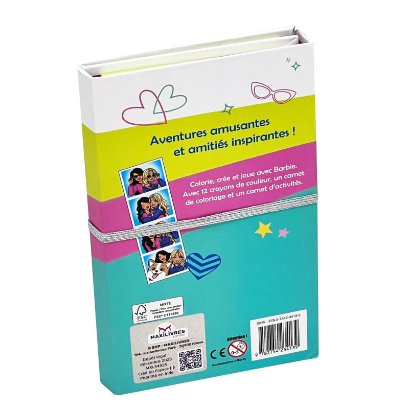 Barbie - place au fun - 2 carnets + 12 crayons de couleur - 9782754234139