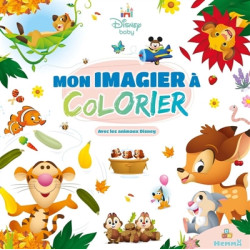 Disney Baby : Mon imagier à colorier : avec les animaux Disney - 9782508057755