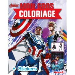 Marvel Avengers : Mon gros coloriage + stickers ! (Falcon et Captain Marvel) - 9782508057335